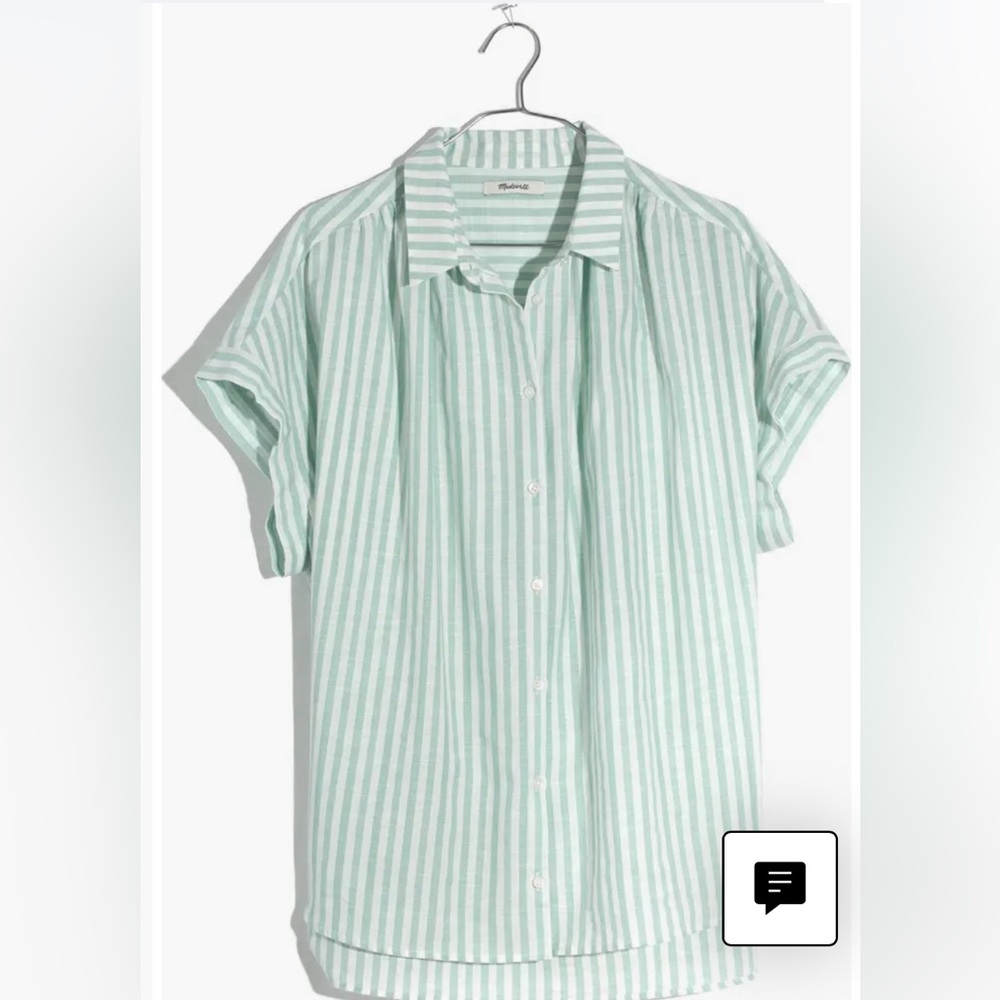 Madewell courier Mint stripe shirt S